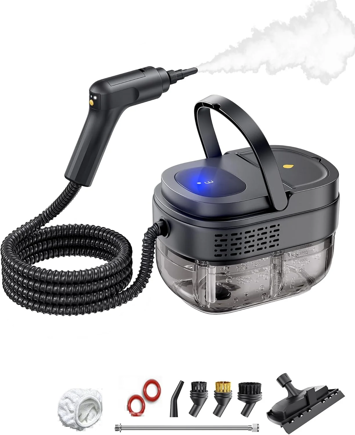 بخارشوی دستی 1600 میلی لیتری، بخارشوی قابل حمل 2500 واتی با دسته قابل تنظیم 3 سرعته، بخارشوی دمای بالا برای خودرو، آشپزخانه منزل، کمپینگ