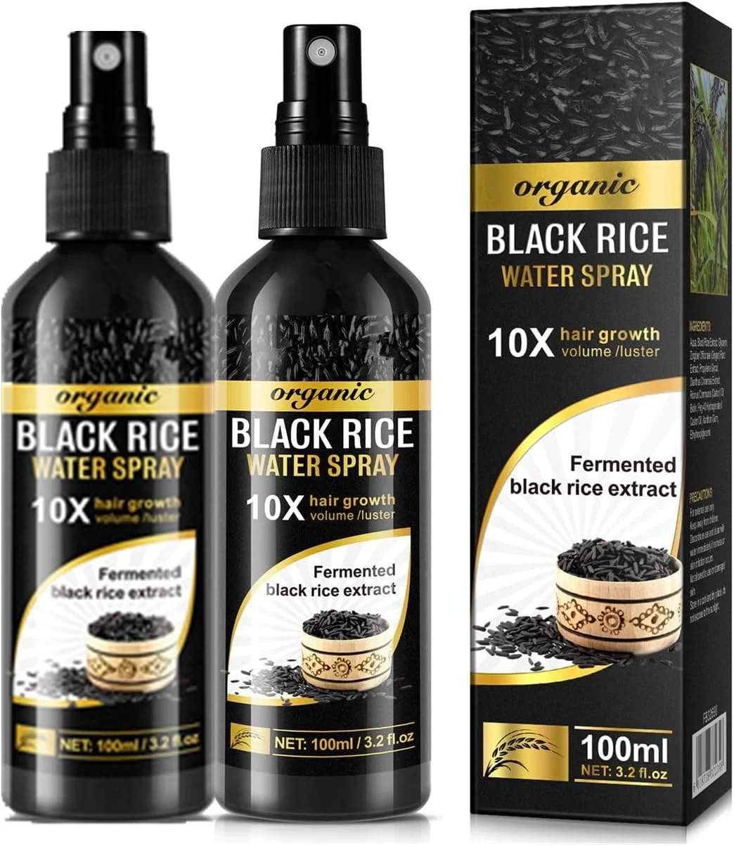 اسپری اسانس برنج سیاه برای مو، اسپری رشد مجدد مو برنج سیاه، اسپری ضد ریزش مو برنج سیاه، مرطوب کننده و مغذی پوست سر، تقویت کننده رشد مو، مناسب برای انواع مو (2 عدد)