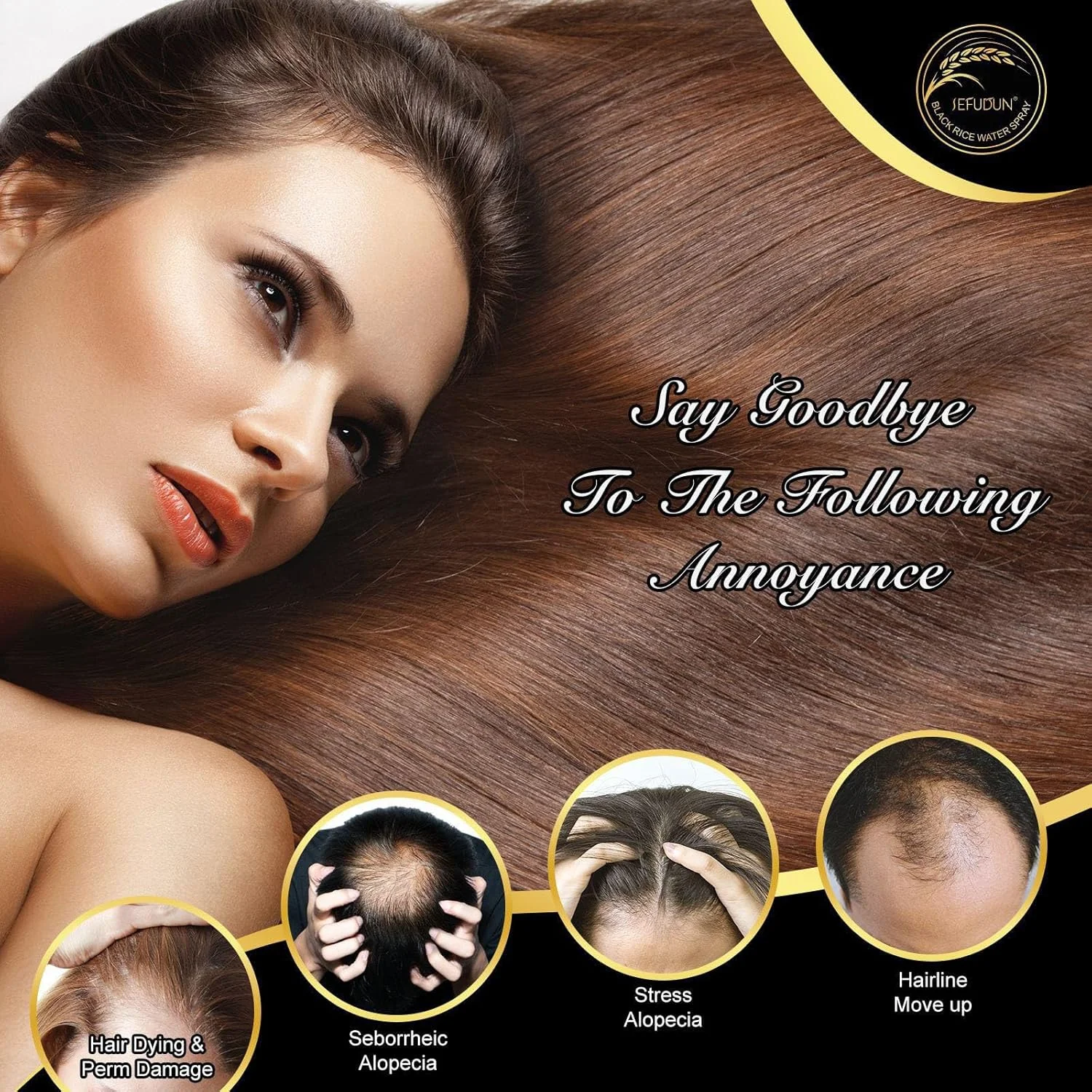 اسپری اسانس برنج سیاه برای مو، اسپری رشد مجدد مو برنج سیاه، اسپری ضد ریزش مو برنج سیاه، مرطوب کننده و مغذی پوست سر، تقویت کننده رشد مو، مناسب برای انواع مو (2 عدد)