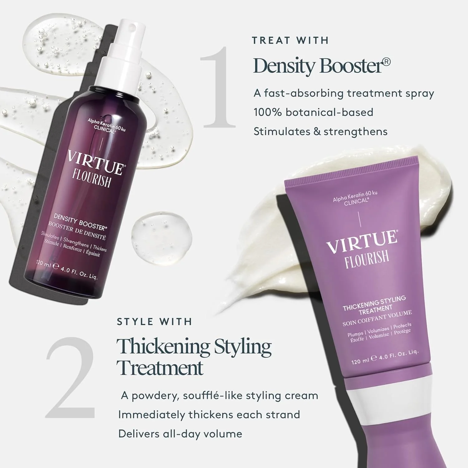 اسپری تقویت کننده تراکم مو Virtue Flourish برای رشد مو | درمان موهای نازک