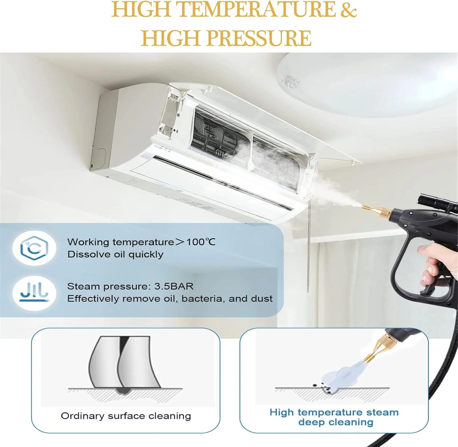 دستگاه بخارشوی پرفشار دستی قابل حمل BREAUX با پمپ خودکار برای آشپزخانه، حمام، مبلمان، جزئیات خودرو و صندلی، مشکی - 220 ولت دستگاه بخارشوی پرفشار دستی قابل حمل BREAUX با پمپ خودکار برای آشپزخانه، حمام، مبلمان، جزئیات خودرو و صندلی، مشکی - 220 ولت