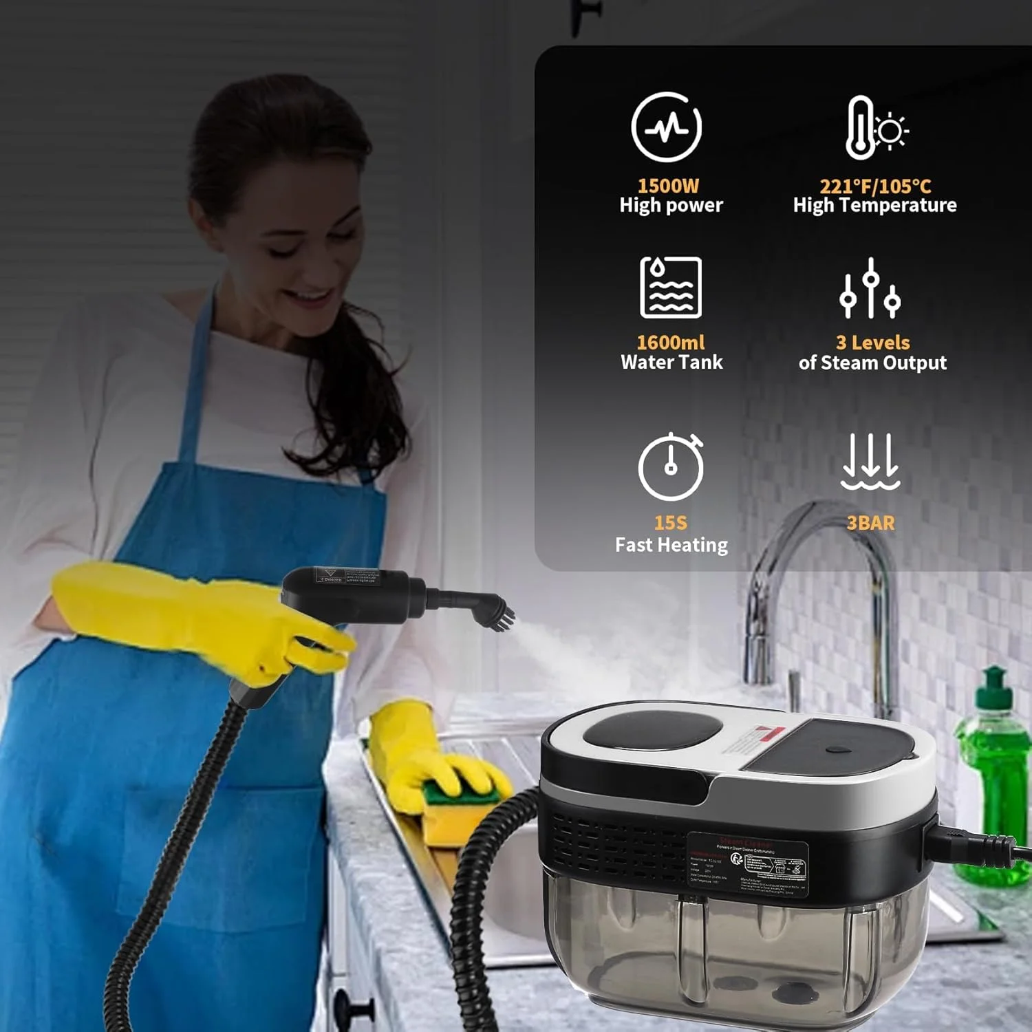 بخارشوی، دسته قابل تنظیم 3 سطحی، گرم شدن 15 ثانیه ای، مخزن 1.69 کوارتی، بخارشوی قابل حمل برای تمیز کردن با 10 لوازم جانبی، بخارشوی خانگی برای تمیز کردن آلودگی (سفید) بخارشوی، دسته قابل تنظیم 3 سطحی، گرم شدن 15 ثانیه ای، مخزن 1.69 کوارتی، بخارشوی قابل حمل برای تمیز کردن با 10 لوازم جانبی، بخارشوی خانگی برای تمیز کردن آلودگی (سفید)