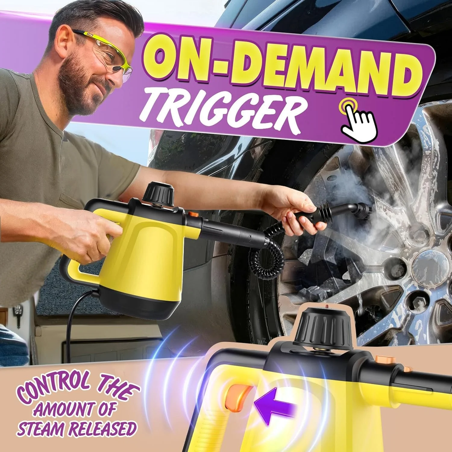 بخارشوی خانگی، بخارشوی قدرتمند برای تمیزکاری عمیق منزل، بخارشوی دستی 1200 وات با 10 ابزار جانبی، بخارشوی طبیعی برای تمیز کردن حمام، آشپزخانه، پنجره، دوش، کاشی، ماشین بخارشوی خانگی، بخارشوی قدرتمند برای تمیزکاری عمیق منزل، بخارشوی دستی 1200 وات با 10 ابزار جانبی، بخارشوی طبیعی برای تمیز کردن حمام، آشپزخانه، پنجره، دوش، کاشی، ماشین