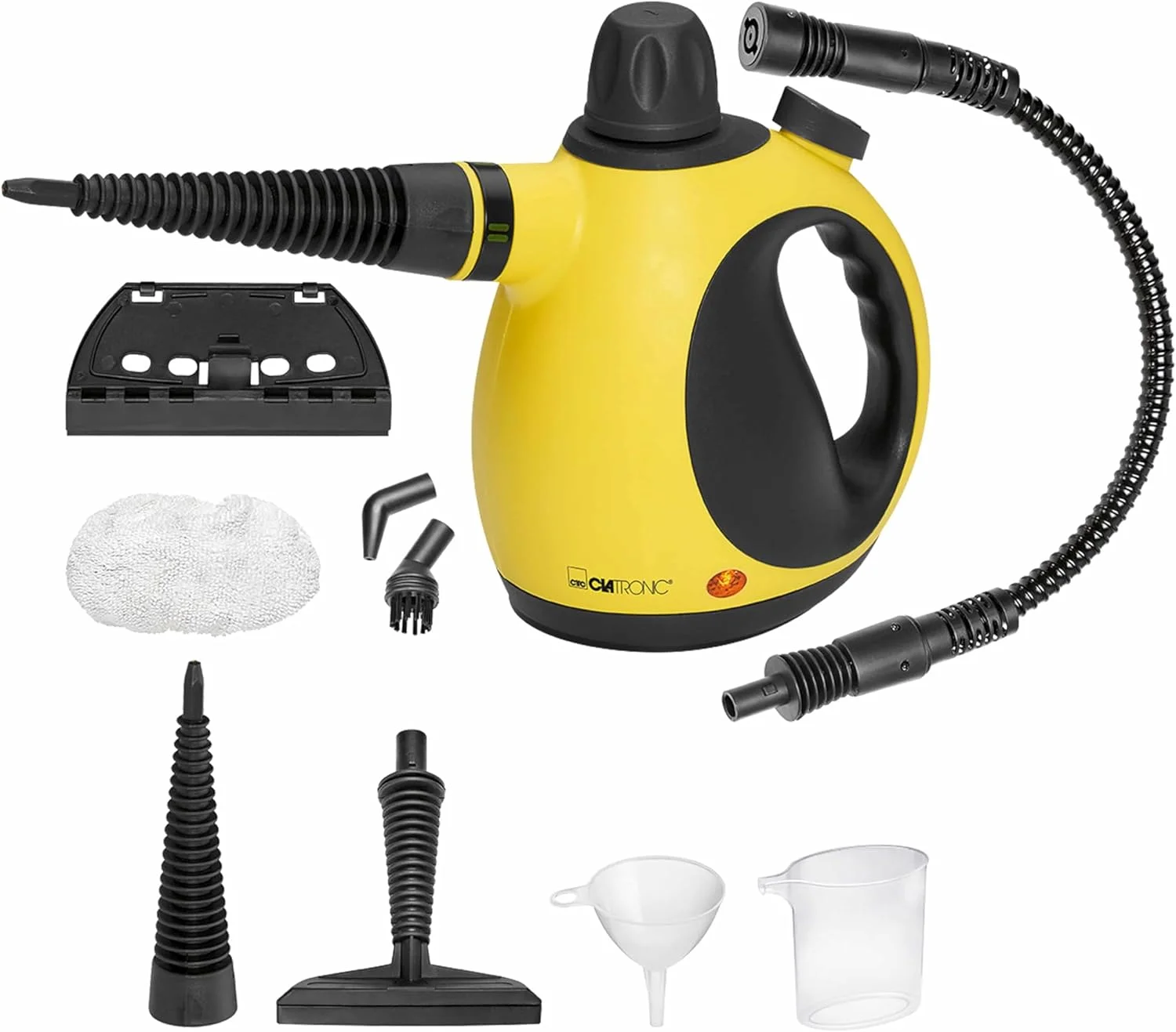 بخارشوی قابل حمل Clatronic DR 3653 - ظرفیت 250 میلی لیتر، فشار 3.5 بار، زرد/مشکی بخارشوی قابل حمل Clatronic DR 3653 - ظرفیت 250 میلی لیتر، فشار 3.5 بار، زرد/مشکی