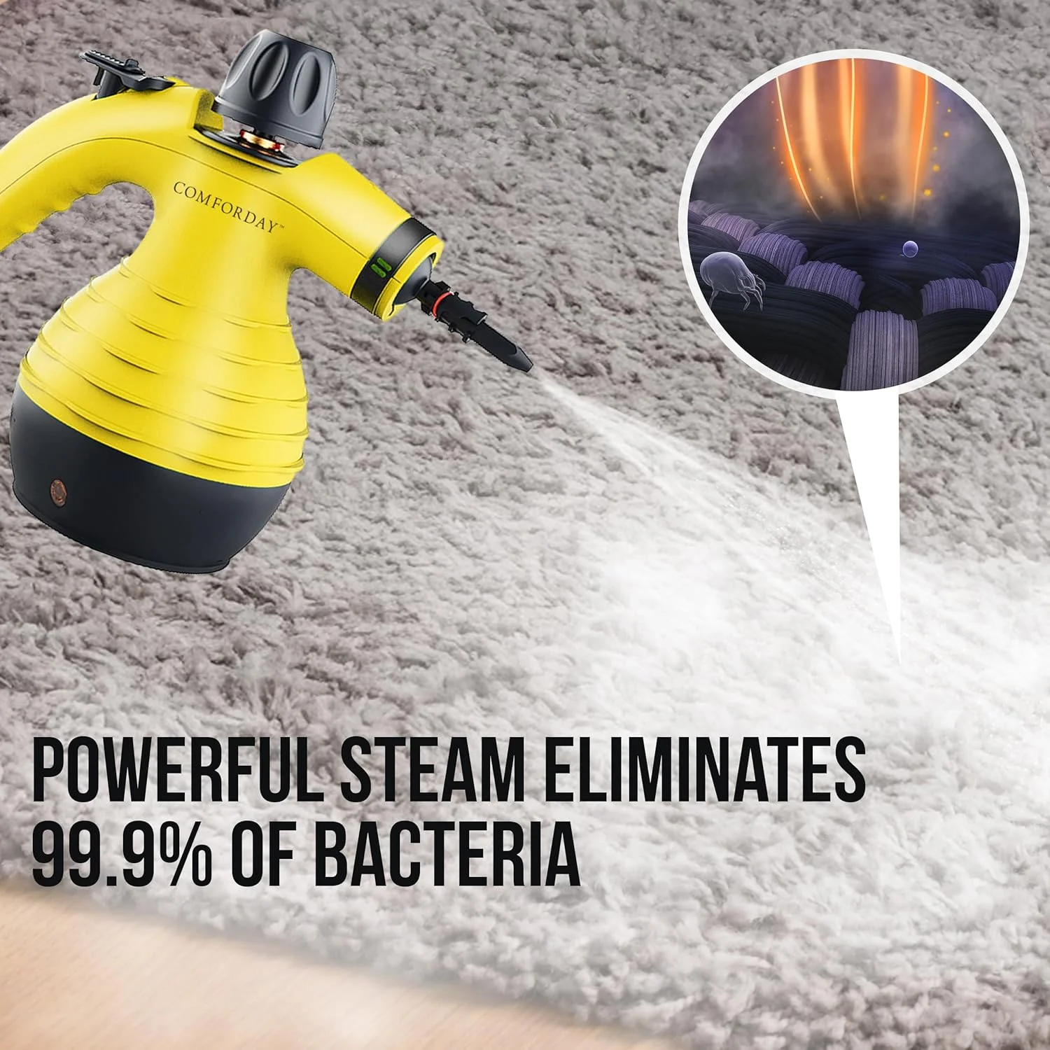 بخارشوی دستی چند منظوره Comforday، ایده آل برای از بین بردن لکه، تمیز کردن پرده، صندلی ماشین، کف، و پنجره (زرد) بخارشوی دستی چند منظوره Comforday، ایده آل برای از بین بردن لکه، تمیز کردن پرده، صندلی ماشین، کف، و پنجره (زرد)