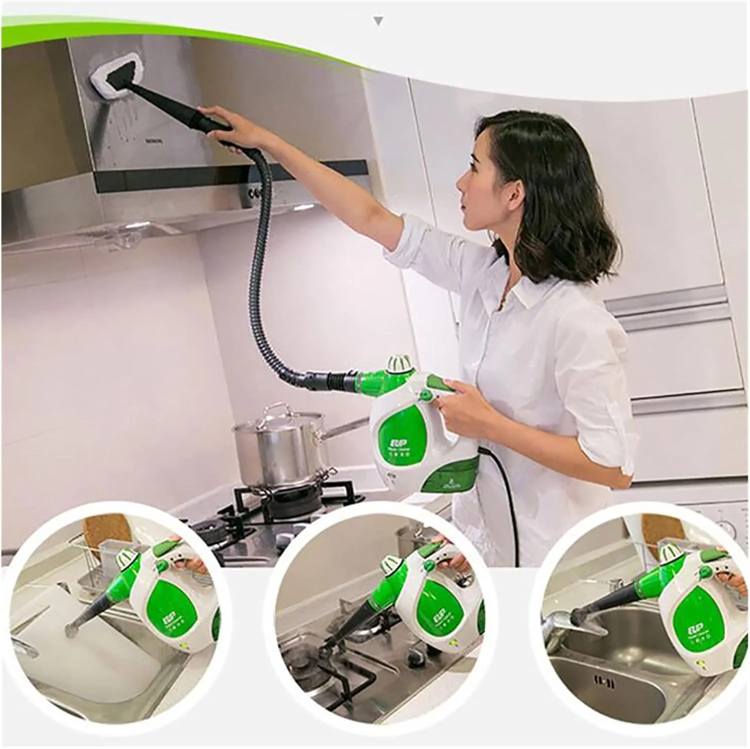 بخارشوی دستی 1000 وات با قدرت تمیزکنندگی بالا، فشار 3.5 بار، اتو بخار و لوازم جانبی تمیزکاری، مناسب برای تمیز کردن کل خانه