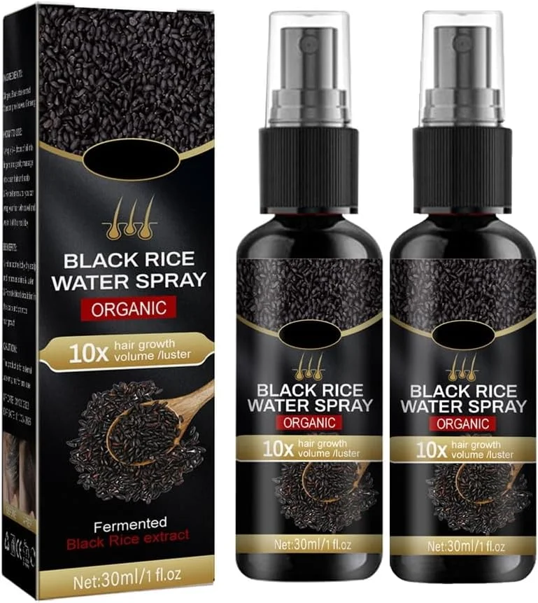 اسپری مو برنج سیاه، اسپری رشد مو، سرم ضد ریزش مو، اسپری تقویت کننده و رشد مجدد مو، مناسب برای آقایان و بانوان (2 عدد)