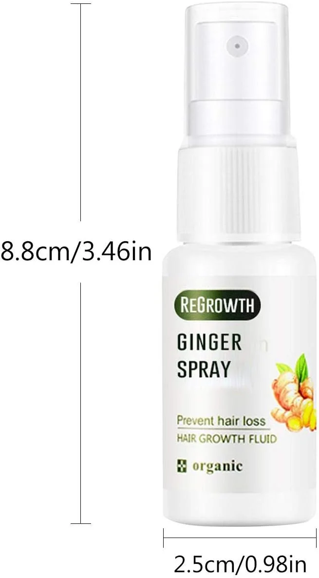 اسپری رشد مو، اسپری رشد مو، کمک به رشد مجدد مو با زنجبیل برای آقایان و بانوان، تقویت کننده مو، تغذیه کننده پوست سر، ضد ریزش مو، تقویت ریشه مو، 20 میلی لیتر
