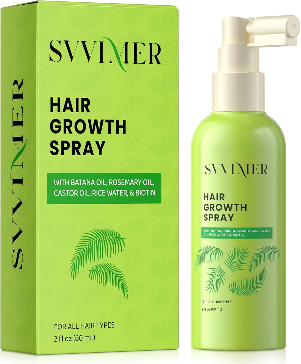 اسپری سرم رشد مو با روغن رزماری و باتانا، بیوتین برای ریزش مو و نازک شدن مو، موهای ضخیم تر و پرپشت تر برای زنان و مردان، 2 اونس