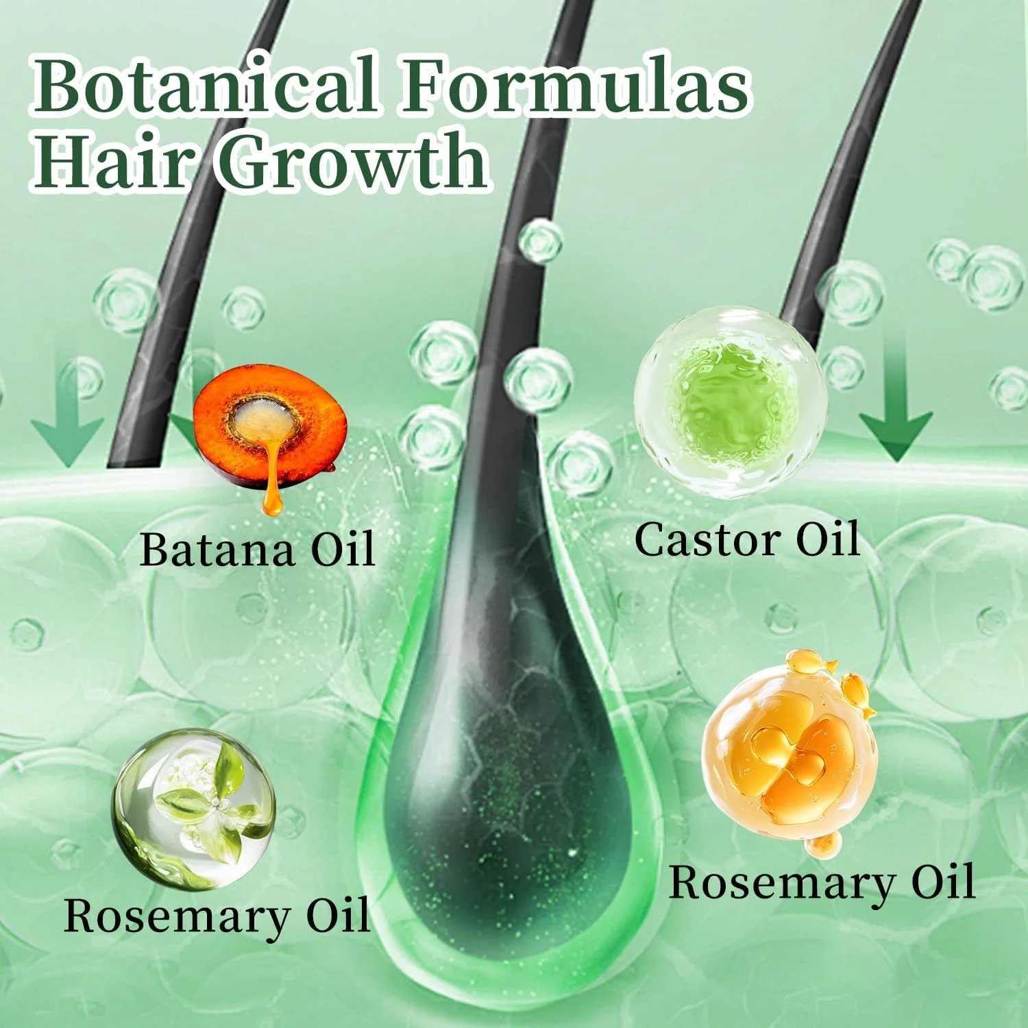 اسپری روغن تقویت کننده مو با رزماری، کرچک و روغن باتانا، اسپری ضخیم کننده مو برای ریزش مو و موهای آسیب دیده، سرم رشد مو برای زنان و مردان، 100 میلی لیتر
