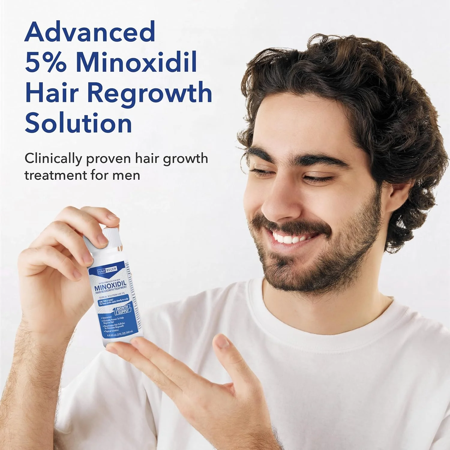 محلول موضعی تقویت کننده مو Hair-Regen Advanced حاوی 5% ماینوکسیدیل برای درمان ریزش و کم پشتی موی آقایان - دوره 6 ماهه، محلول موضعی ماینوکسیدیل برای رشد موهای ضخیم تر و پرپشت تر و نتایج شگفت انگیز