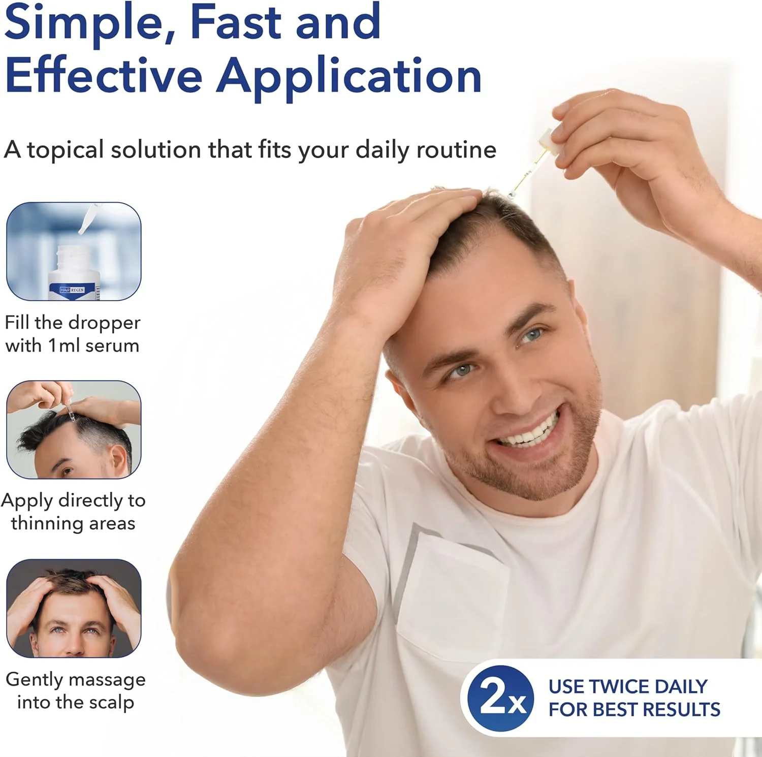 محلول موضعی تقویت کننده مو Hair-Regen Advanced حاوی 5% ماینوکسیدیل برای درمان ریزش و کم پشتی موی آقایان - دوره 6 ماهه، محلول موضعی ماینوکسیدیل برای رشد موهای ضخیم تر و پرپشت تر و نتایج شگفت انگیز