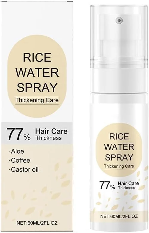 اسپری روغن تقویت کننده مو، سرم تقویت کننده مو، آب برنج تخمیر شده با بیوتین و روغن کرچک برای ضخیم شدن روزانه مو و تغذیه پوست سر - طبیعی و غیر چرب 60 میلی لیتر
