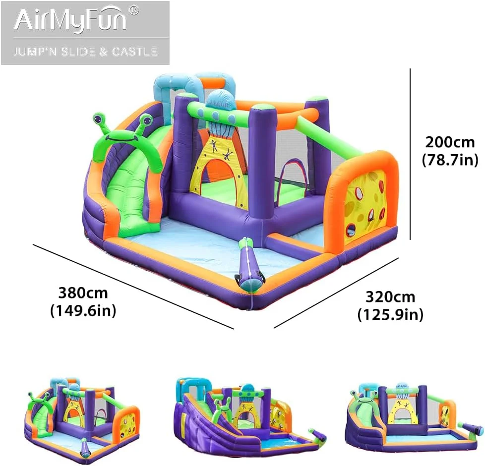 قلعه بادی سرسره آبی AirMyFun با طرح قورباغه مناسب کودکان بزرگ 8-12 سال با سرسره بلند و تفنگ آبپاش برای حیاط خلوت کودکان قلعه بادی سرسره آبی AirMyFun با طرح قورباغه مناسب کودکان بزرگ 8-12 سال با سرسره بلند و تفنگ آبپاش برای حیاط خلوت کودکان