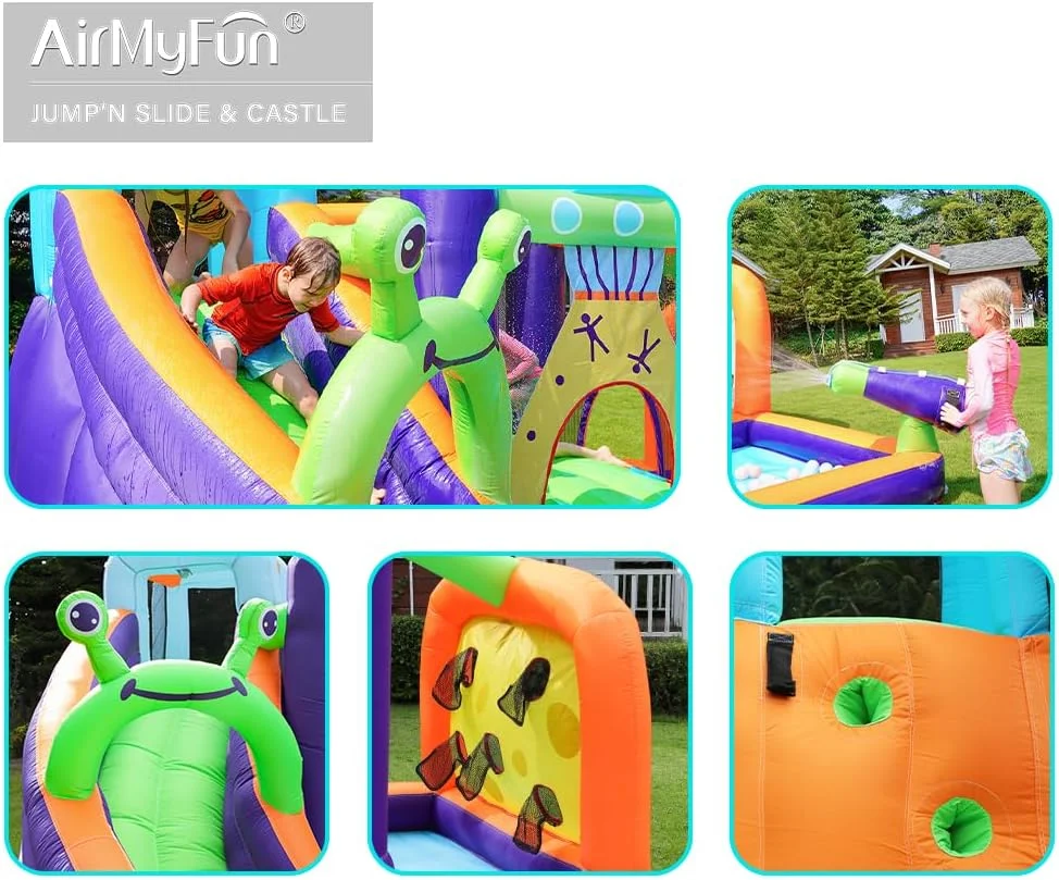 قلعه بادی سرسره آبی AirMyFun با طرح قورباغه مناسب کودکان بزرگ 8-12 سال با سرسره بلند و تفنگ آبپاش برای حیاط خلوت کودکان قلعه بادی سرسره آبی AirMyFun با طرح قورباغه مناسب کودکان بزرگ 8-12 سال با سرسره بلند و تفنگ آبپاش برای حیاط خلوت کودکان