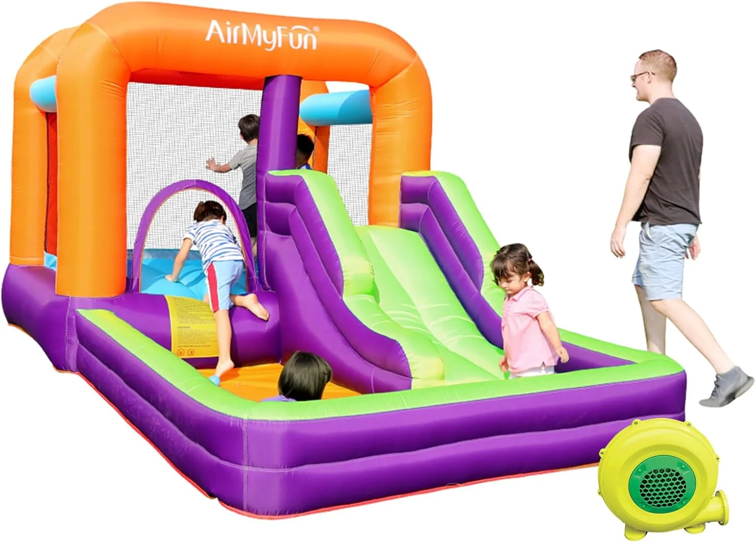 قلعه بادی AirMyFun برای کودکان، قلعه بادی بزرگسالان، خانه بازی بادی با دمنده برای مهمانی های سرپوشیده، سرسره بادی برای کودکان، آبی قلعه بادی AirMyFun برای کودکان، قلعه بادی بزرگسالان، خانه بازی بادی با دمنده برای مهمانی های سرپوشیده، سرسره بادی برای کودکان، آبی