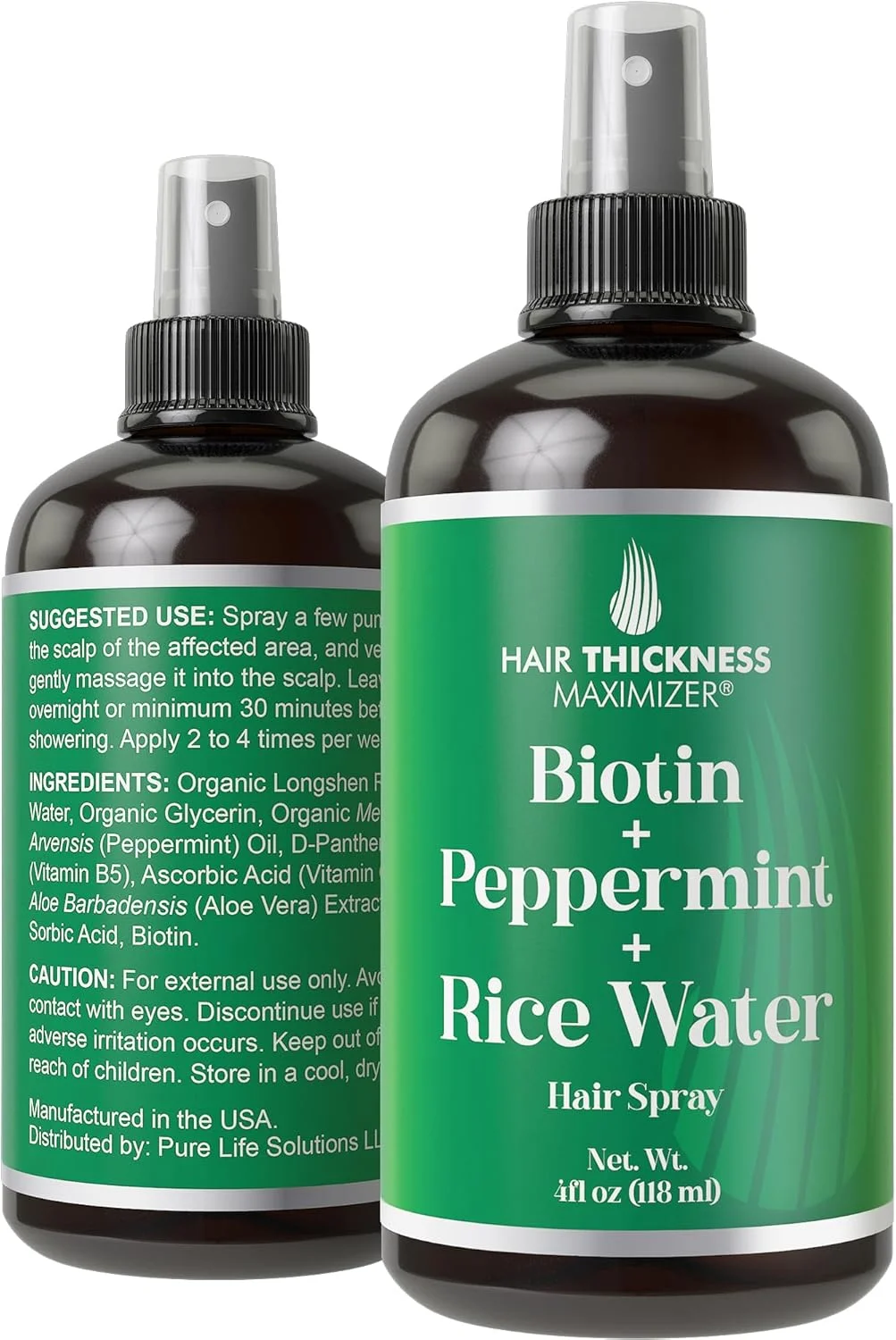 اسپری بیوتین + نعناع فلفلی + آب برنج برای رشد مو. نرم کننده مو گیاهی بدون نیاز به آبکشی برای زنان و مردان. تقویت کننده و آبرسان موهای نازک و خشک برای داشتن پوست سر سالم تر