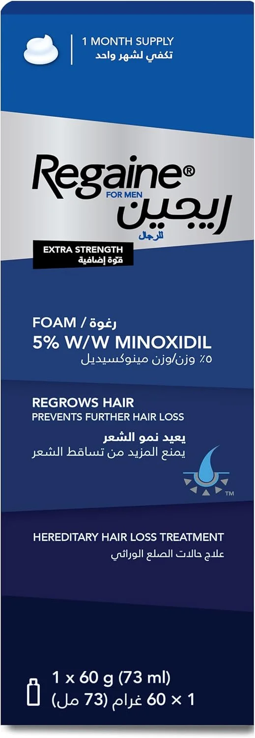 فوم 5% روگین مخصوص آقایان (60 گرم)، درمان پیشرفته برای رشد مجدد مو در آقایان، فرمول Minoxidil با اثبات بالینی برای کمک به رشد مجدد مو و ضخیم شدن موهای نازک، بسته تکی