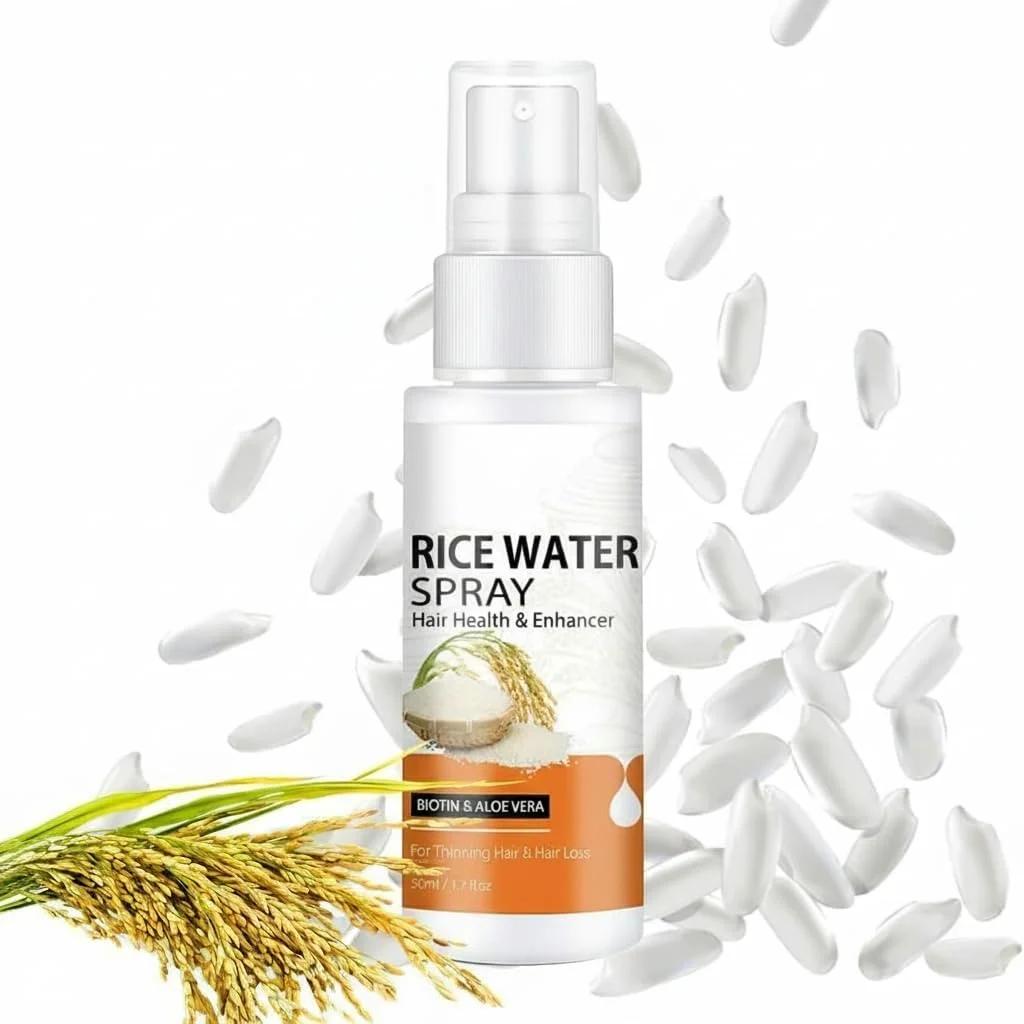 اسپری تقویت کننده مو با آب برنج، رزماری و روغن کرچک | سرم مغذی برای آقایان و بانوان | آب برنج تخمیر شده برای موهایی پرپشت تر و سالم تر