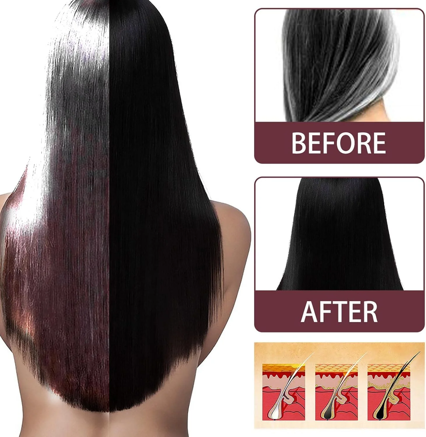 اسپری درمان گیاهی موهای سفید، اسپری اسانس رشد تونیک گیاهی | تغییر موهای سفید خاکستری به مشکی به طور طبیعی، ضد خشکی و وز، آسیب دیده و نازک، محصول زیبایی مو