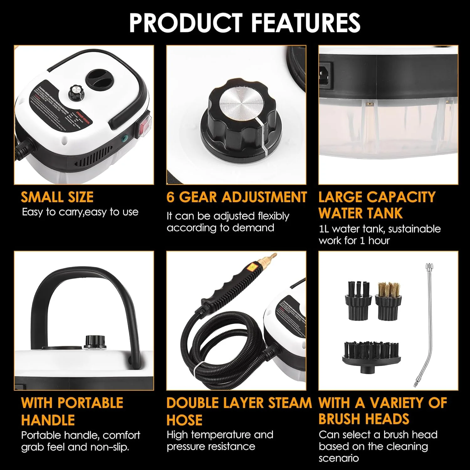 دستگاه بخارشوی دستی قابل حمل 2500 واتی Domary با فشار بالا و سری های برس دستگاه بخارشوی دستی قابل حمل 2500 واتی Domary با فشار بالا و سری های برس