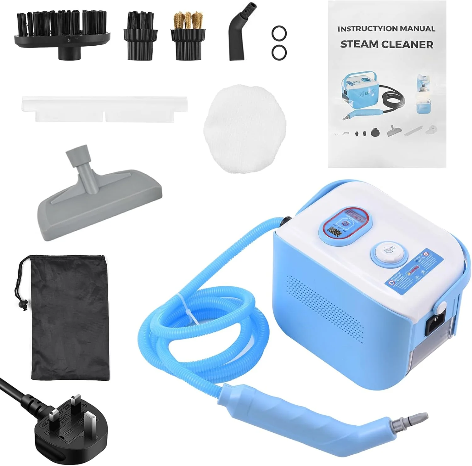 دستگاه بخارشوی قابل حمل Morelian با قابلیت تنظیم 3 دما، مخزن آب 1200 میلی لیتری، 3 برس، شیشه پاک کن، روکش پارچه ای، کیف نگهداری و سیم برق 1.5 متری (دوشاخه UK) دستگاه بخارشوی قابل حمل Morelian با قابلیت تنظیم 3 دما، مخزن آب 1200 میلی لیتری، 3 برس، شیشه پاک کن، روکش پارچه ای، کیف نگهداری و سیم برق 1.5 متری (دوشاخه UK)