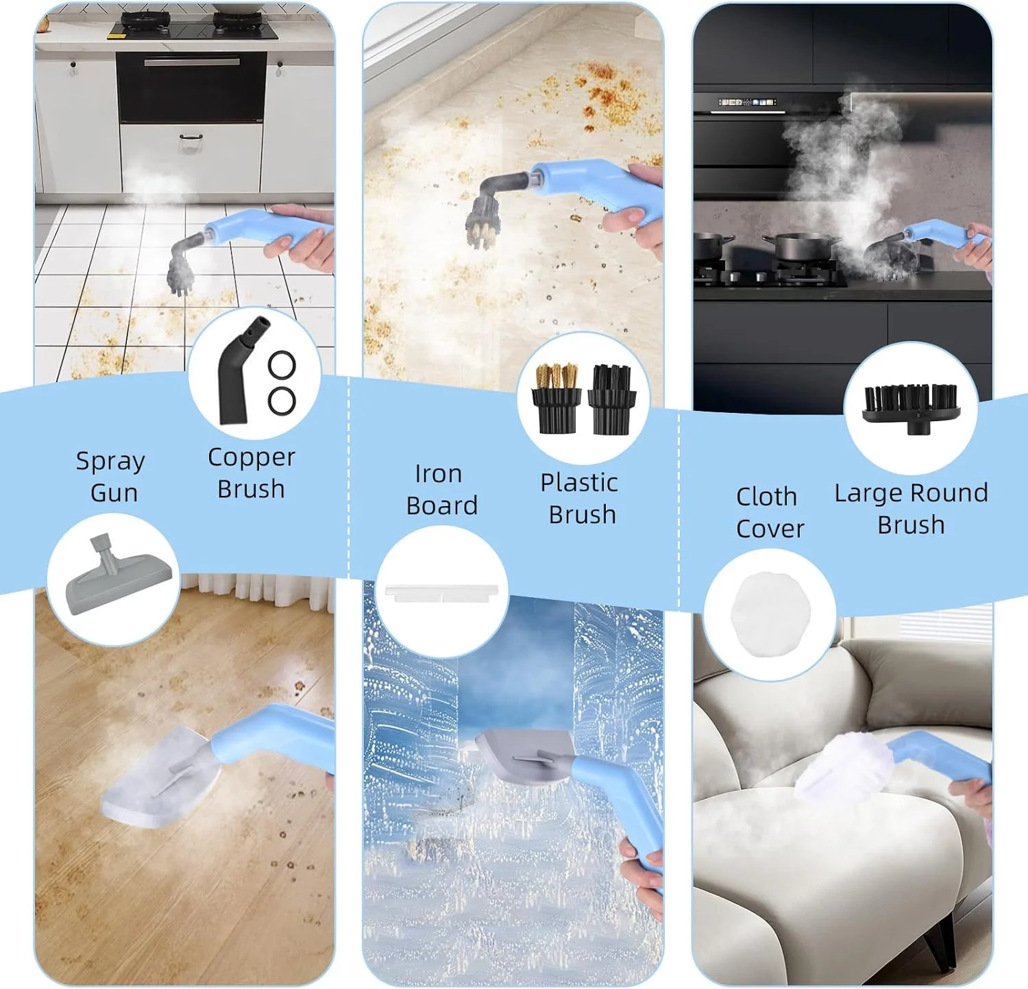 دستگاه بخارشوی قابل حمل Morelian با قابلیت تنظیم 3 دما، مخزن آب 1200 میلی لیتری، 3 برس، شیشه پاک کن، روکش پارچه ای، کیف نگهداری و سیم برق 1.5 متری (دوشاخه UK) دستگاه بخارشوی قابل حمل Morelian با قابلیت تنظیم 3 دما، مخزن آب 1200 میلی لیتری، 3 برس، شیشه پاک کن، روکش پارچه ای، کیف نگهداری و سیم برق 1.5 متری (دوشاخه UK)