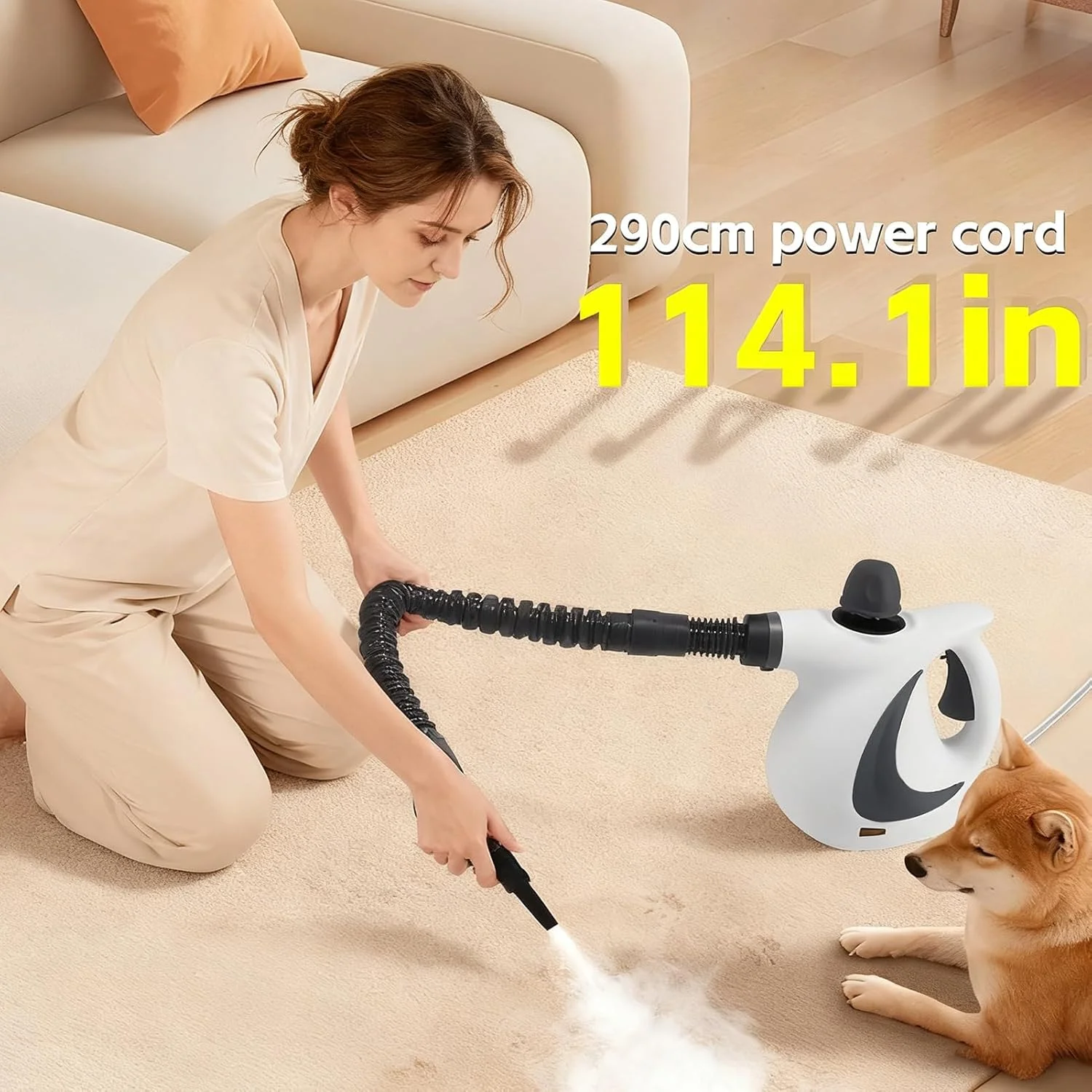 بخارشوی چند منظوره دستی به همراه 12 سری، مناسب برای تمیز کردن پارچه، مبل، اثاثیه، کف، لباس، فرش، موکت و سطوح سرامیکی بخارشوی چند منظوره دستی به همراه 12 سری، مناسب برای تمیز کردن پارچه، مبل، اثاثیه، کف، لباس، فرش، موکت و سطوح سرامیکی