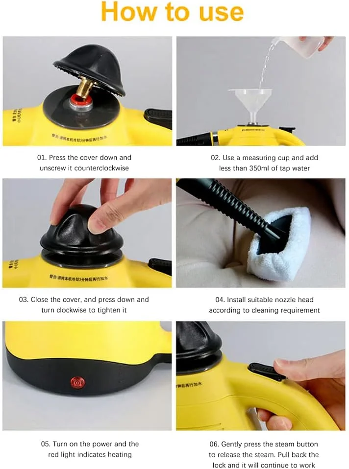 بخارشوی دستی برقی قابل حمل، ابزار تمیز کننده خانگی تحت فشار، استریلیزه کننده با اتصالات نازل، دمای بالا، کارآمد برای خانه، آشپزخانه، توالت، سطوح سخت، پارچه ها، هوا بخارشوی دستی برقی قابل حمل، ابزار تمیز کننده خانگی تحت فشار، استریلیزه کننده با اتصالات نازل، دمای بالا، کارآمد برای خانه، آشپزخانه، توالت، سطوح سخت، پارچه ها، هوا