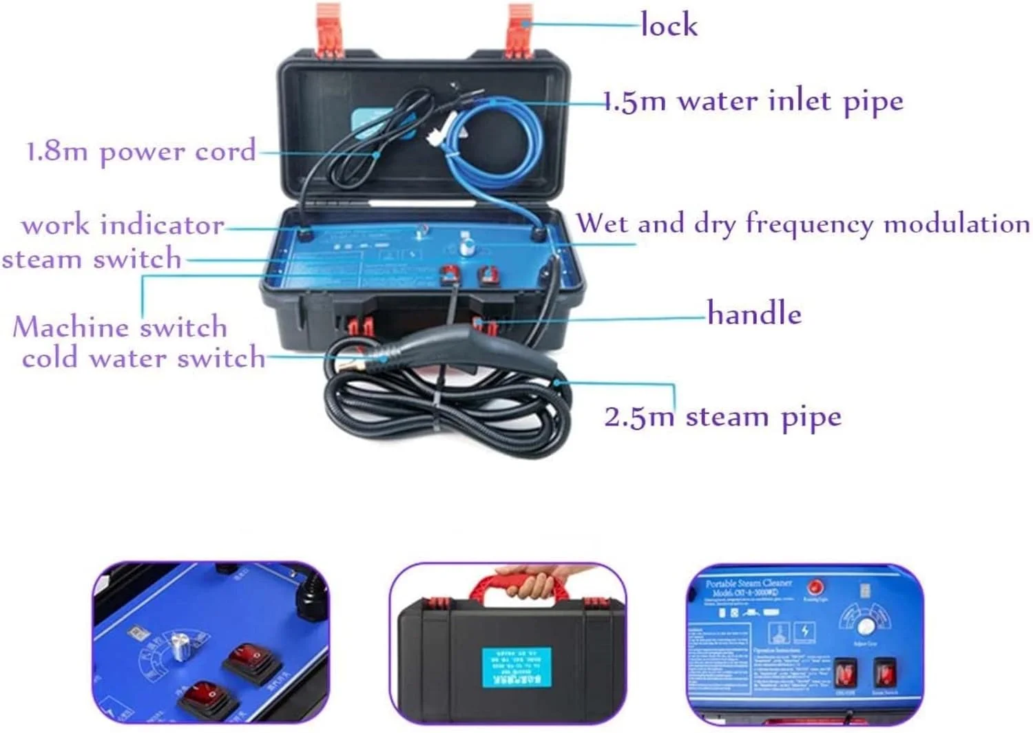 بخارشوی چند منظوره، فشار قوی دستی برای جزئیات خودرو، برقی قابل حمل برای کف آشپزخانه منزل بخارشوی چند منظوره، فشار قوی دستی برای جزئیات خودرو، برقی قابل حمل برای کف آشپزخانه منزل