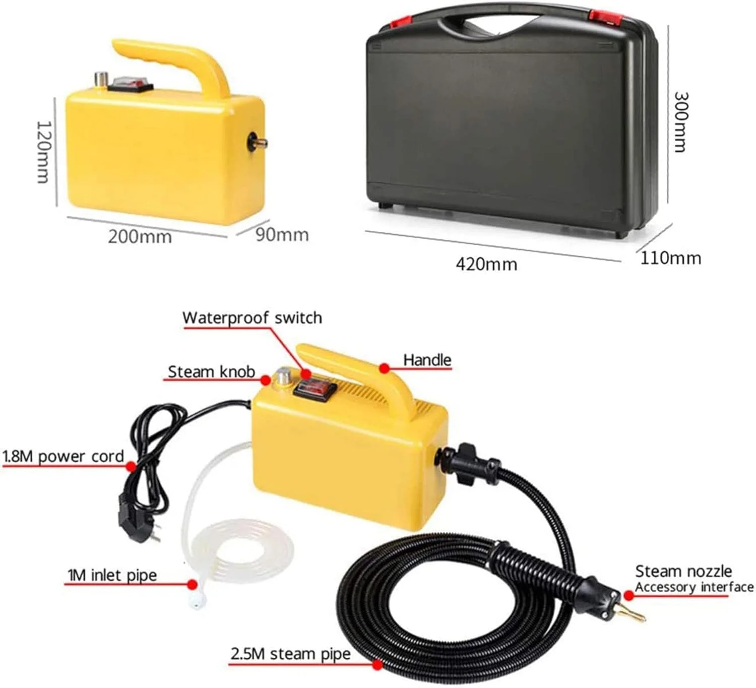 بخارشوی دستی قابل حمل با دمای بالا برای تمیزکاری عمیق منزل، پمپاژ خودکار برای استفاده آسان در محیط داخلی