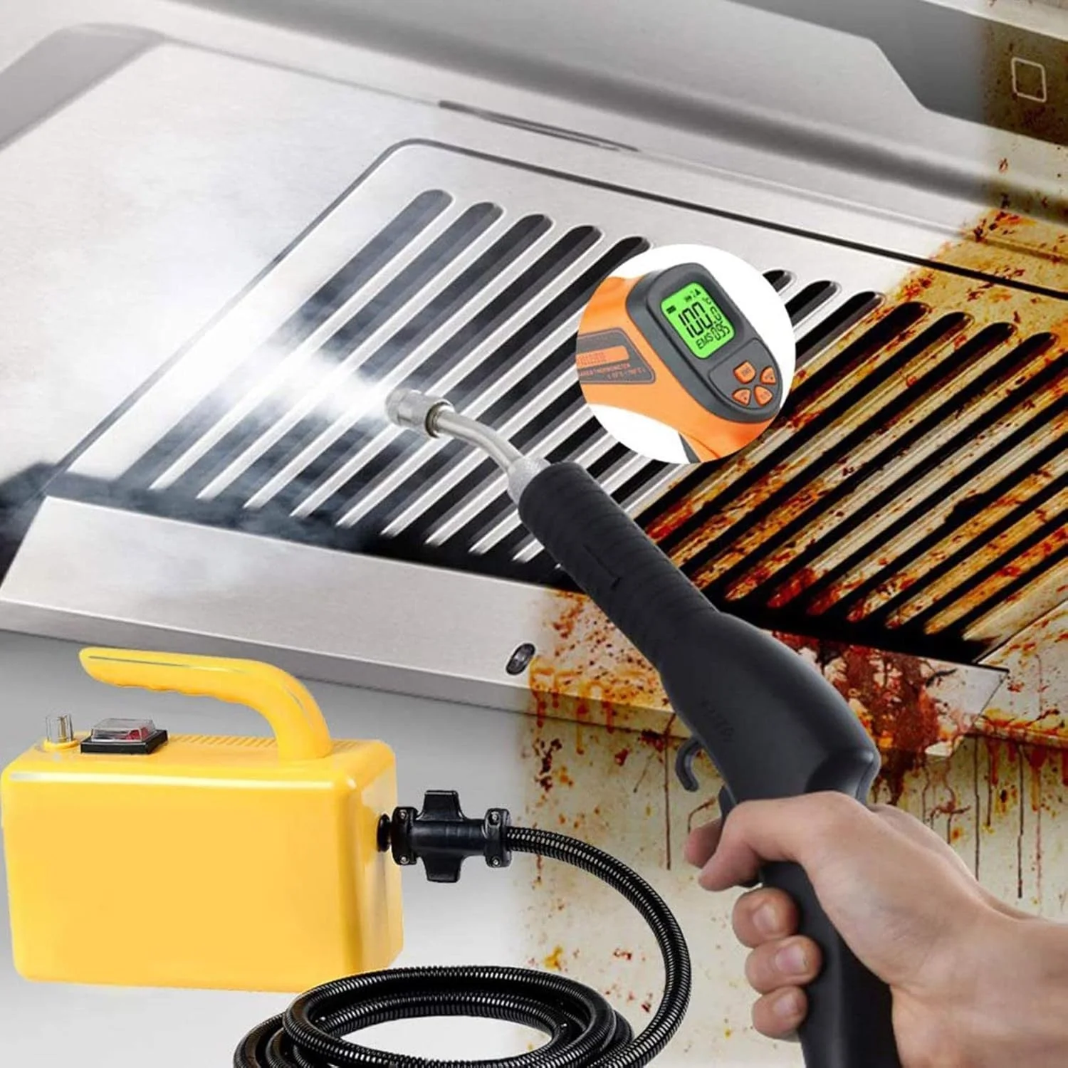 بخارشوی دستی قابل حمل با دمای بالا برای تمیزکاری عمیق منزل، پمپاژ خودکار برای استفاده آسان در محیط داخلی