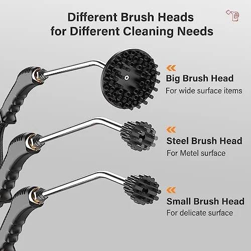 بخارشوی قابل حمل 2500 وات فشار قوی با 3 برس و 2 تفنگی اسپری، 6 سرعت قابل تنظیم برای تمیز کردن عمیق صندلی خودرو، آشپزخانه و لکه ها