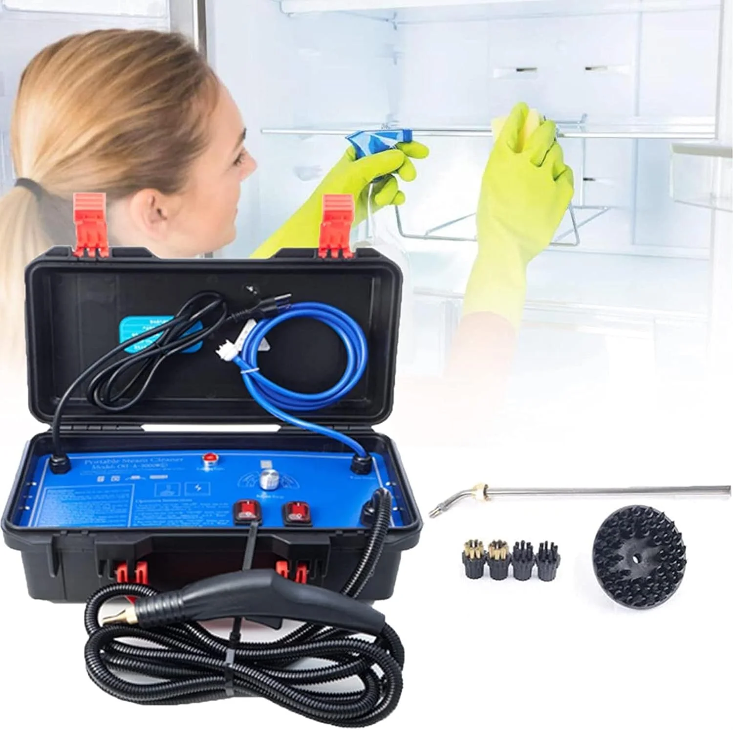 بخارشوی دستی تحت فشار، توان بالای 3000 وات برای تمیزکاری عمیق، حذف موثر چربی آشپزخانه، ایده آل برای خانه، هتل و جزئیات خودرو بخارشوی دستی تحت فشار، توان بالای 3000 وات برای تمیزکاری عمیق، حذف موثر چربی آشپزخانه، ایده آل برای خانه، هتل و جزئیات خودرو