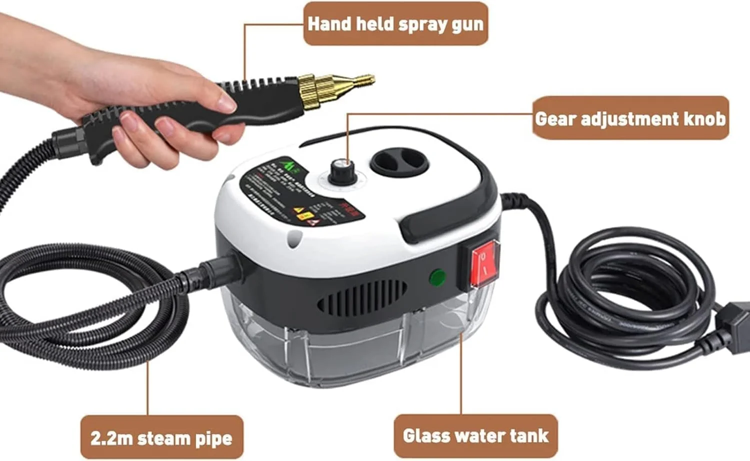 دستگاه بخارشوی دستی قابل حمل، دستگاه تمیز کننده فشار قوی با دمای بالا 2500 وات با مخزن 1.5 لیتری، دارای سری های برس متعدد برای آشپزخانه، حمام، ماشین، کولر گازی، مبلمان دستگاه بخارشوی دستی قابل حمل، دستگاه تمیز کننده فشار قوی با دمای بالا 2500 وات با مخزن 1.5 لیتری، دارای سری های برس متعدد برای آشپزخانه، حمام، ماشین، کولر گازی، مبلمان