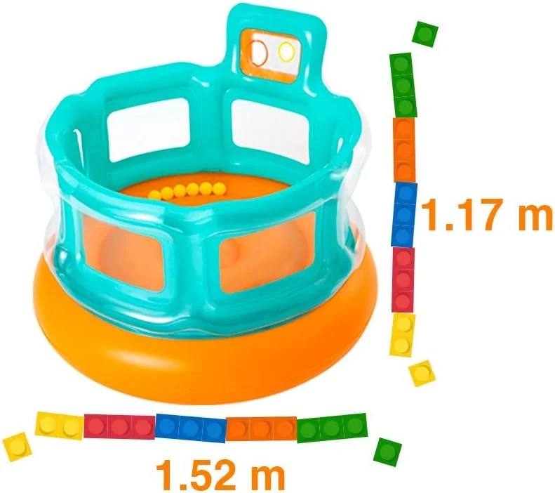 جامپینگ بادی بست وی مدل Up In & Over Hops 'N Hoops ابعاد ۱۵۲X۱۵۲X۱۱۷ جامپینگ بادی بست وی مدل Up In & Over Hops 'N Hoops ابعاد ۱۵۲X۱۵۲X۱۱۷