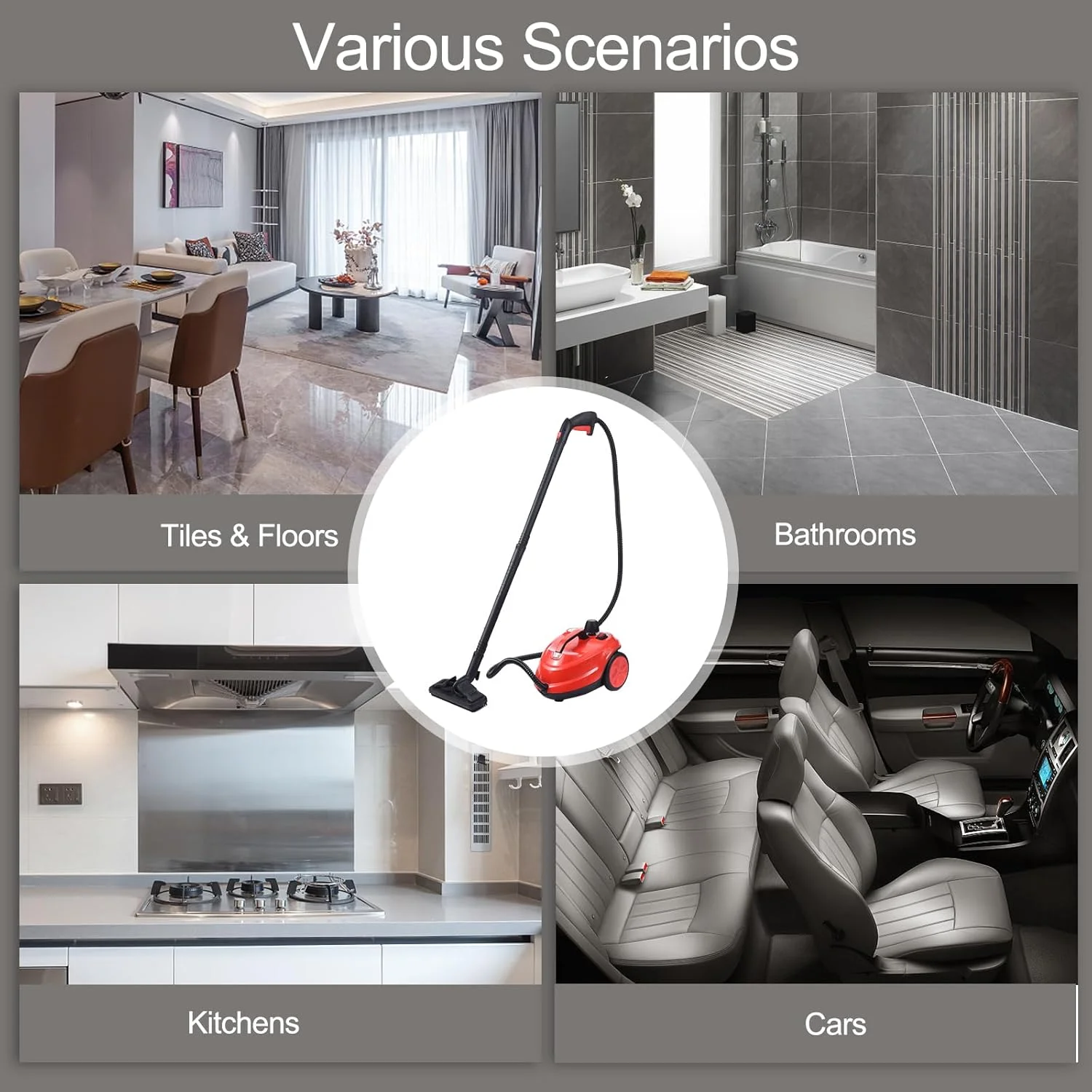 بخارشوی 2000 واتی با 16 لوازم جانبی، مخزن 1.8 لیتری، فشار 5 بار، بخارشوی چند منظوره چرخ دار برای تمیز کردن عمیق پنجره ها، کف و خودرو بخارشوی 2000 واتی با 16 لوازم جانبی، مخزن 1.8 لیتری، فشار 5 بار، بخارشوی چند منظوره چرخ دار برای تمیز کردن عمیق پنجره ها، کف و خودرو