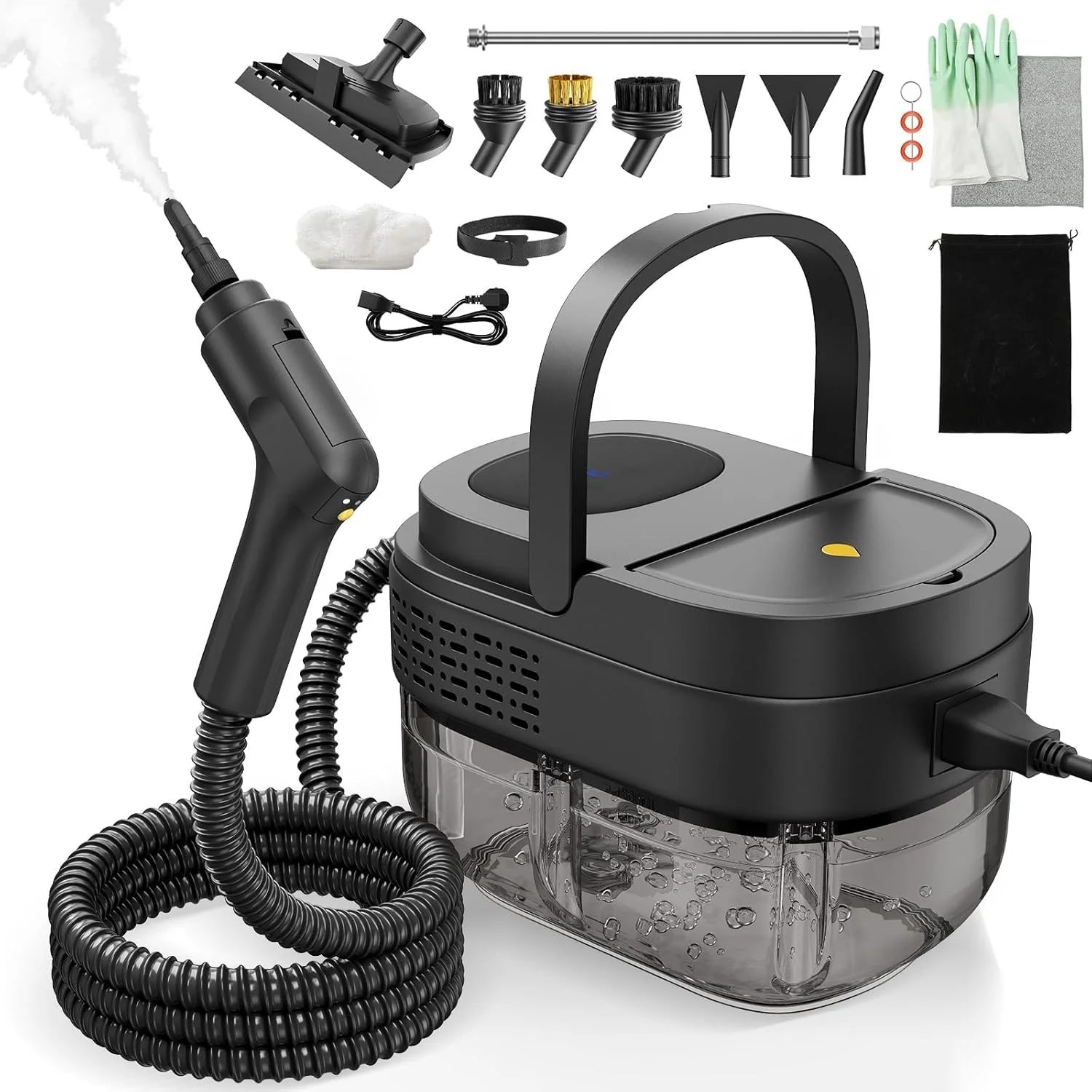 بخارشوی دستی Dsocoool، بخار شوی 2500 واتی با مخزن بزرگ 1.6 لیتری، بخارشوی دمایی برای خانه، ماشین، آشپزخانه، کمپینگ