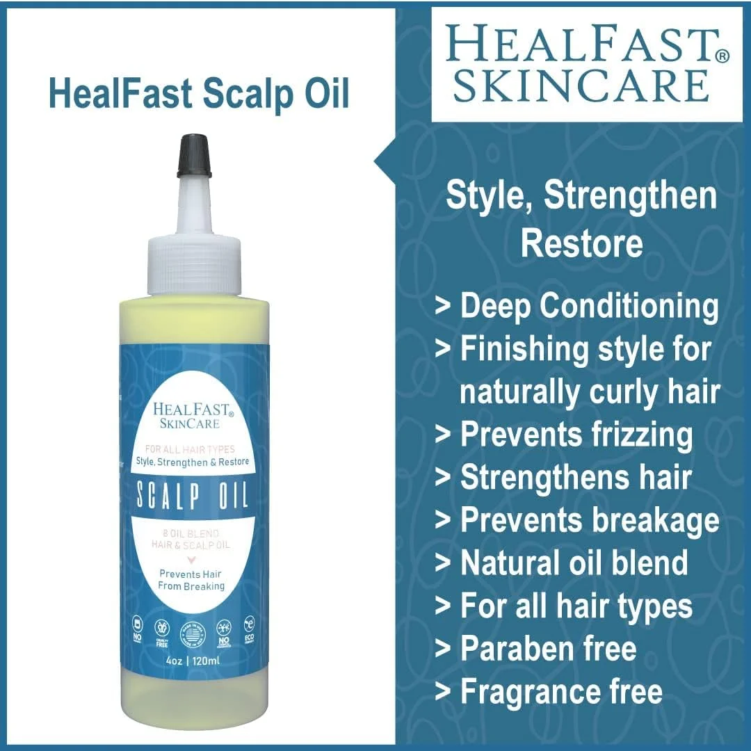 روغن مو و پوست سر Heal Fast (بسته 3 عددی) | ترکیبی از 8 روغن طبیعی با روغن آرگان، جوجوبا و کرچک برای رشد موی بانوان - حالت دهنده، تقویت کننده و ترمیم کننده - مناسب انواع مو و موهای فر - 3 بطری