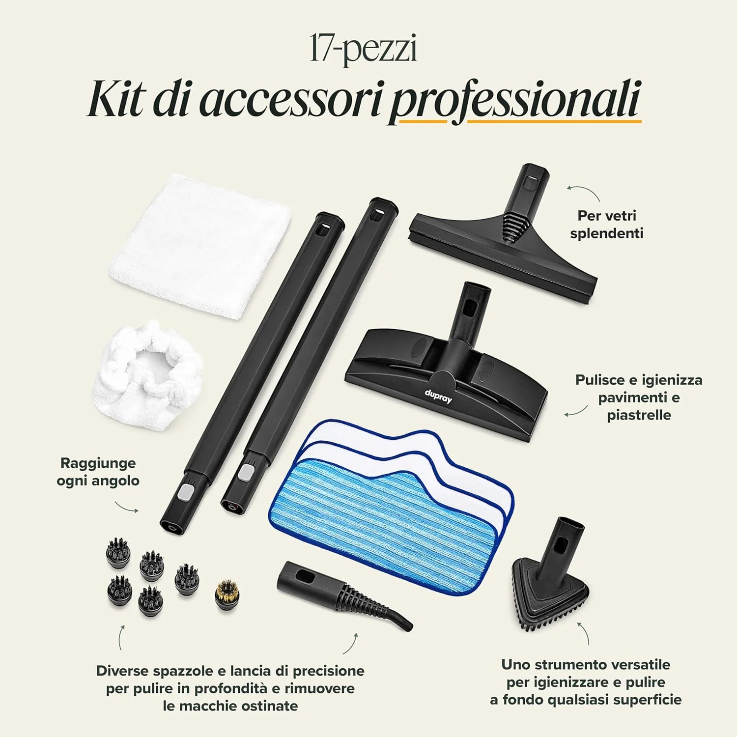 بخارشوی چند منظوره و قدرتمند Dupray Neat برای کف، خودرو و موارد دیگر (دوشاخه EU با آداپتور UK) بخارشوی چند منظوره و قدرتمند Dupray Neat برای کف، خودرو و موارد دیگر (دوشاخه EU با آداپتور UK)