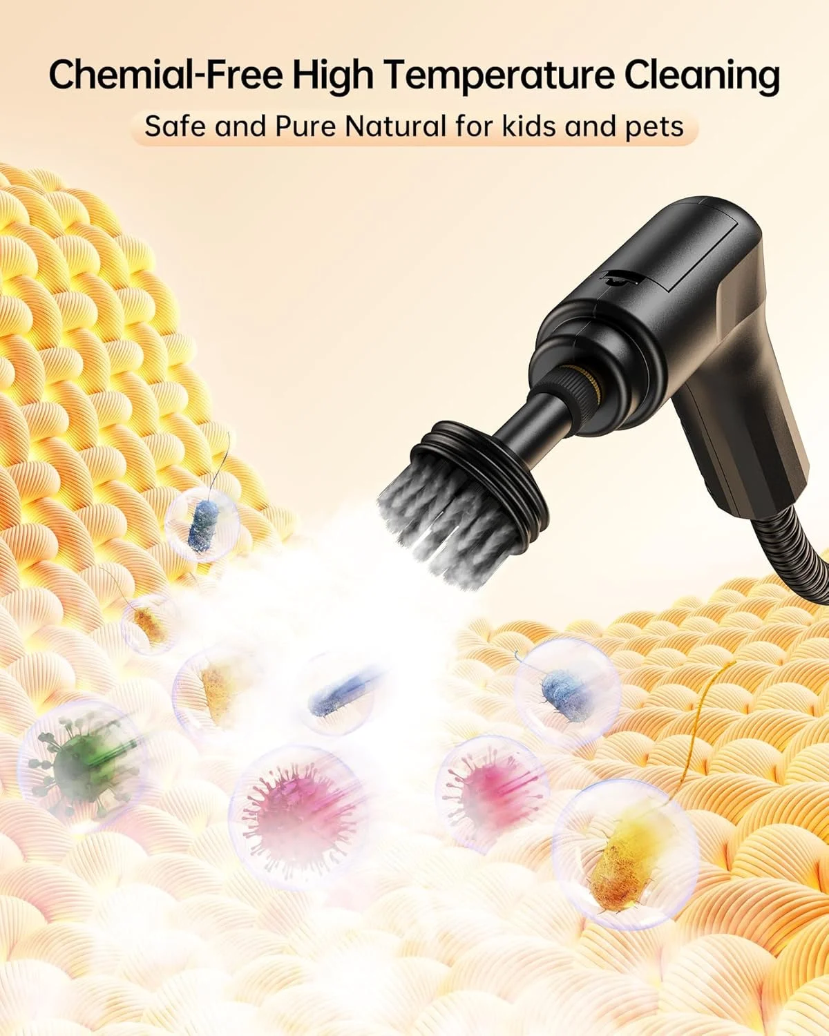 بخارشوی دستی Dsocoool، بخار شوی 2500 واتی با مخزن بزرگ 1.6 لیتری، بخارشوی دمایی برای خانه، ماشین، آشپزخانه، کمپینگ