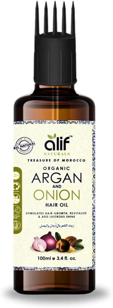 روغن مو آرگان و پیاز برای رشد، موهای ابریشمی و قوی، عصاره های روغنی خالص و ارگانیک، به طور طبیعی از ریزش مو، شوره سر و موخوره جلوگیری می کند، 100% خالص با روغن جوجوبا و دانه سیاه