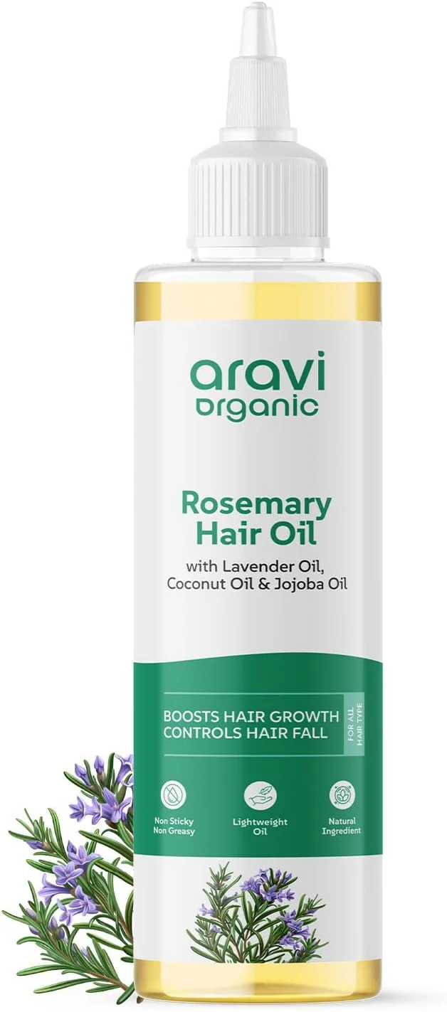 روغن مو رزماری و اسطوخودوس آراوی ارگانیک برای مو، پوست سر و ریشه های سالم - 100% خالص و طبیعی - برای رشد مو و کنترل ریزش مو - 200 میلی لیتر