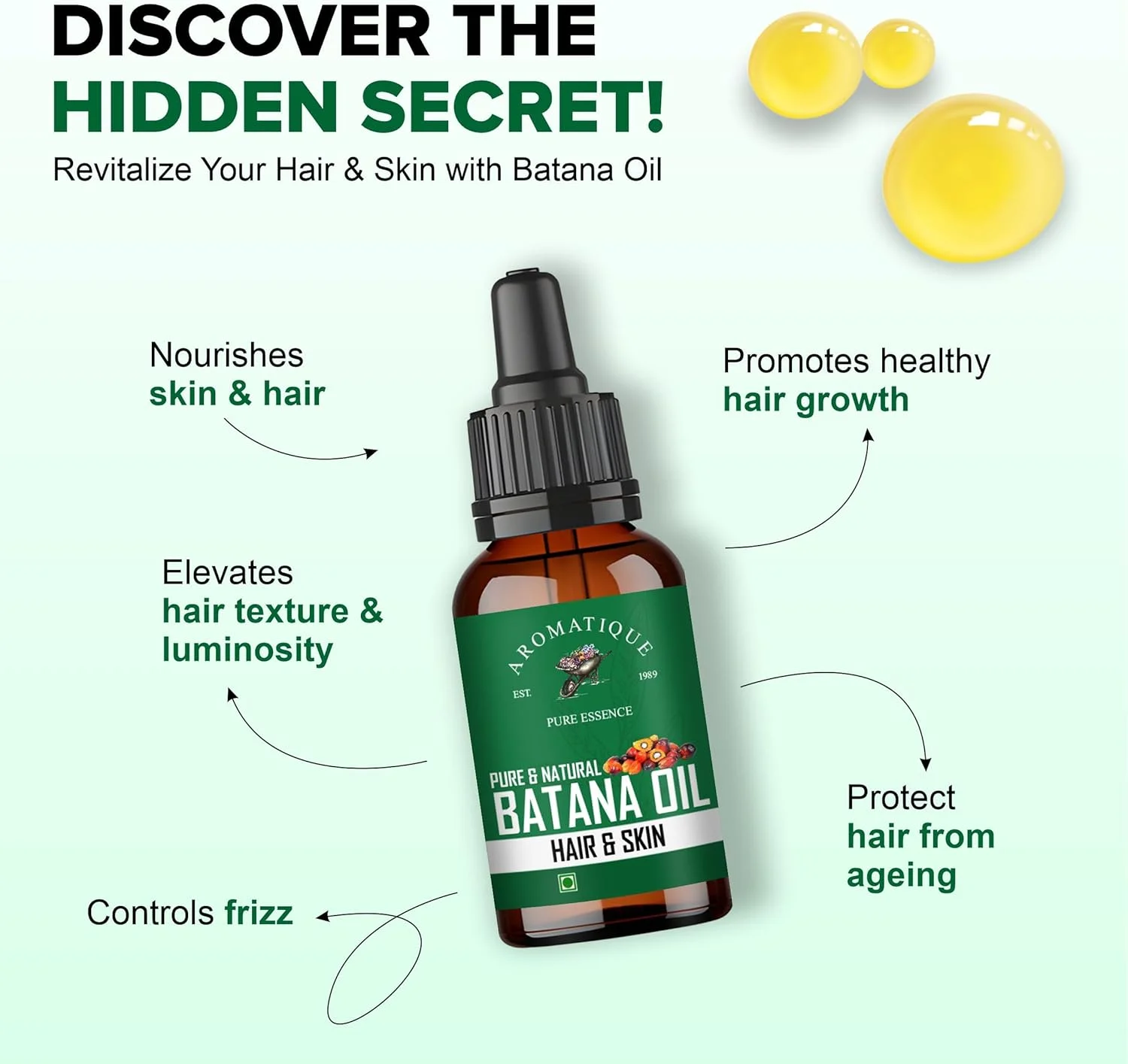 روغن باتانا خالص آروماتیک برای مو، تهیه شده از هندوراس توسط دکتر سبی. روغن پرس سرد، مشتق شده از روغن هسته خرما برای مو و پوست (15 میلی لیتر)