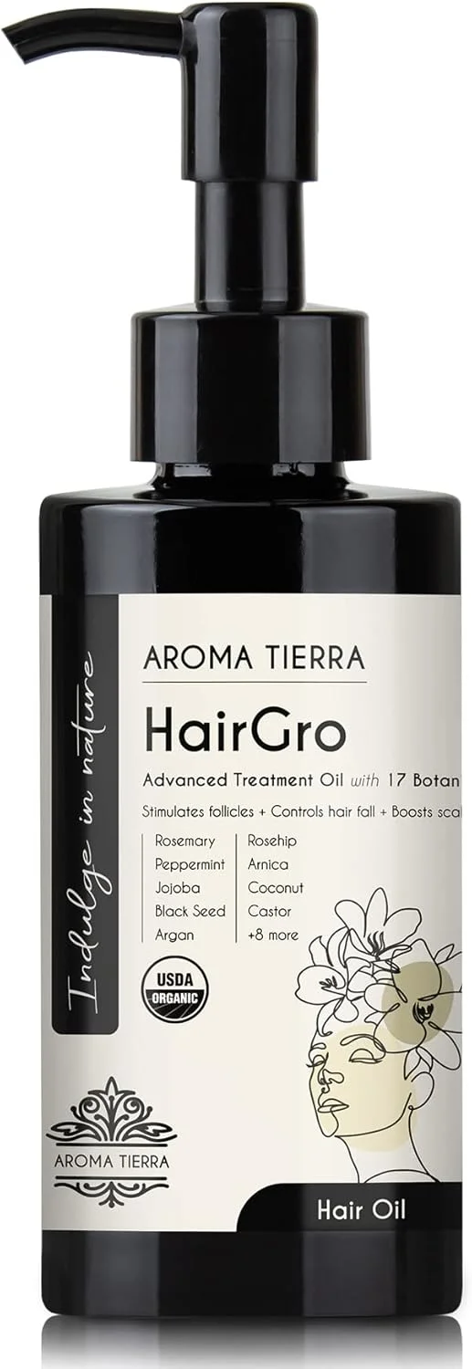 روغن مو آروماترا هیرگرو - تقویت رشد، کنترل ریزش مو و تحریک رویش مجدد فولیکول با رزماری و 17 روغن طبیعی - 100 میلی لیتر
