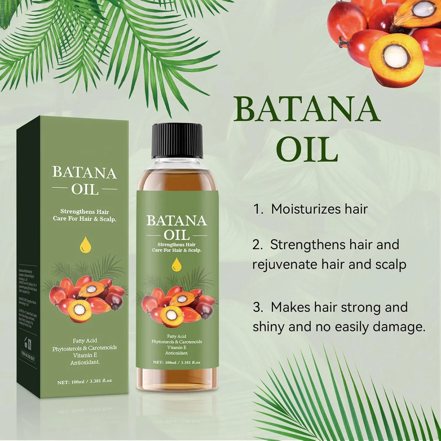 روغن باتانا آزونی برای رشد مو، روغن موی طبیعی خالص با ویتامین E برای تغذیه، تقویت و جلوگیری از ریزش مو، کاهش موخوره، افزایش درخشندگی مو برای آقایان و بانوان (100 میلی لیتر) روغن باتانا آزونی برای رشد مو، روغن موی طبیعی خالص با ویتامین E برای تغذیه، تقویت و جلوگیری از ریزش مو، کاهش موخوره، افزایش درخشندگی مو برای آقایان و بانوان (100 میلی لیتر)