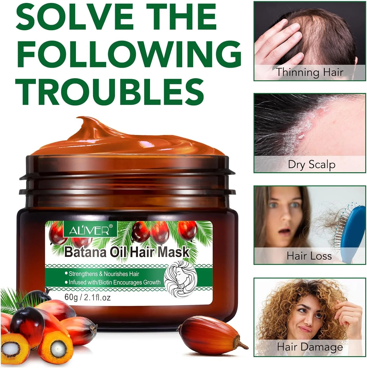 ماسک مو روغن باتانا برای رشد مو، 100% خالص، جلوگیری از ریزش مو، از بین برنده موخوره برای آقایان و بانوان