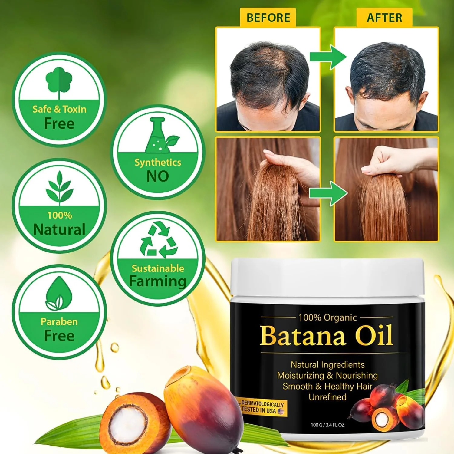 کرم مو روغن باتانا - روغن باتانای ۱۰۰٪ طبیعی برای جلوگیری از ریزش مو، از بین بردن موخوره، ترمیم موهای آسیب دیده - سرم رشد موی ارگانیک برای آقایان و بانوان، رشد موی ضخیم از هندوراس کرم مو روغن باتانا - روغن باتانای ۱۰۰٪ طبیعی برای جلوگیری از ریزش مو، از بین بردن موخوره، ترمیم موهای آسیب دیده - سرم رشد موی ارگانیک برای آقایان و بانوان، رشد موی ضخیم از هندوراس