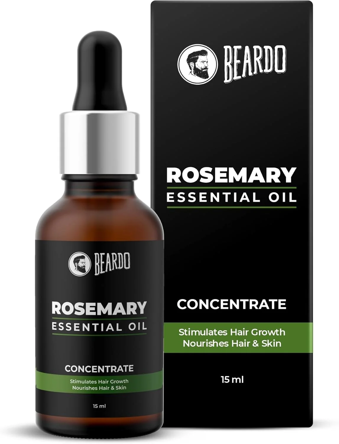 روغن رزماری Beardo، 15 میلی لیتر | رایحه رزماری، رنگ سبز | رشد مو، ریزش مو و رشد مجدد | ویتامین E برای تغذیه مو و پوست | 100% طبیعی | مناسب برای آقایان و بانوان | روغن آروماتراپی