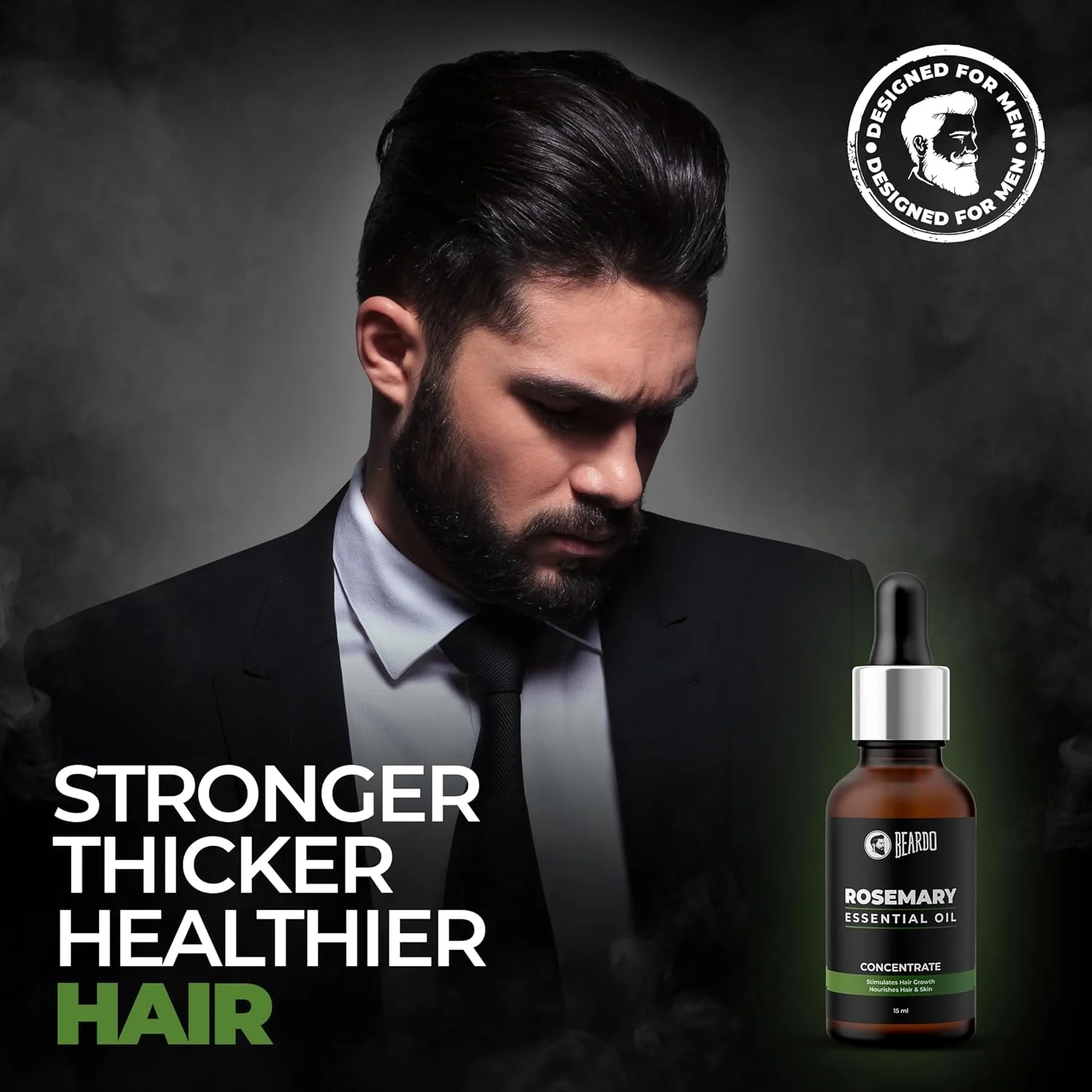 روغن رزماری Beardo، 15 میلی لیتر | رایحه رزماری، رنگ سبز | رشد مو، ریزش مو و رشد مجدد | ویتامین E برای تغذیه مو و پوست | 100% طبیعی | مناسب برای آقایان و بانوان | روغن آروماتراپی